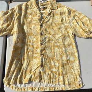 TOMMY BAHAMA SILK TROPICAL PALM TREE 🌴 SHIRT MENS MED - BEACH BUTTON UP -